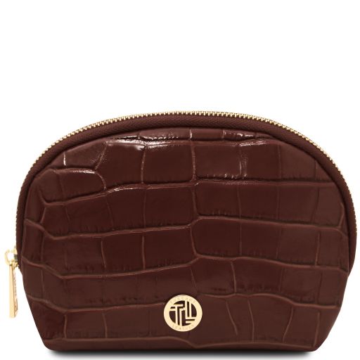 Vera - Croc print leather toiletry case